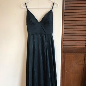 Dark Emerald Double Slit Dress